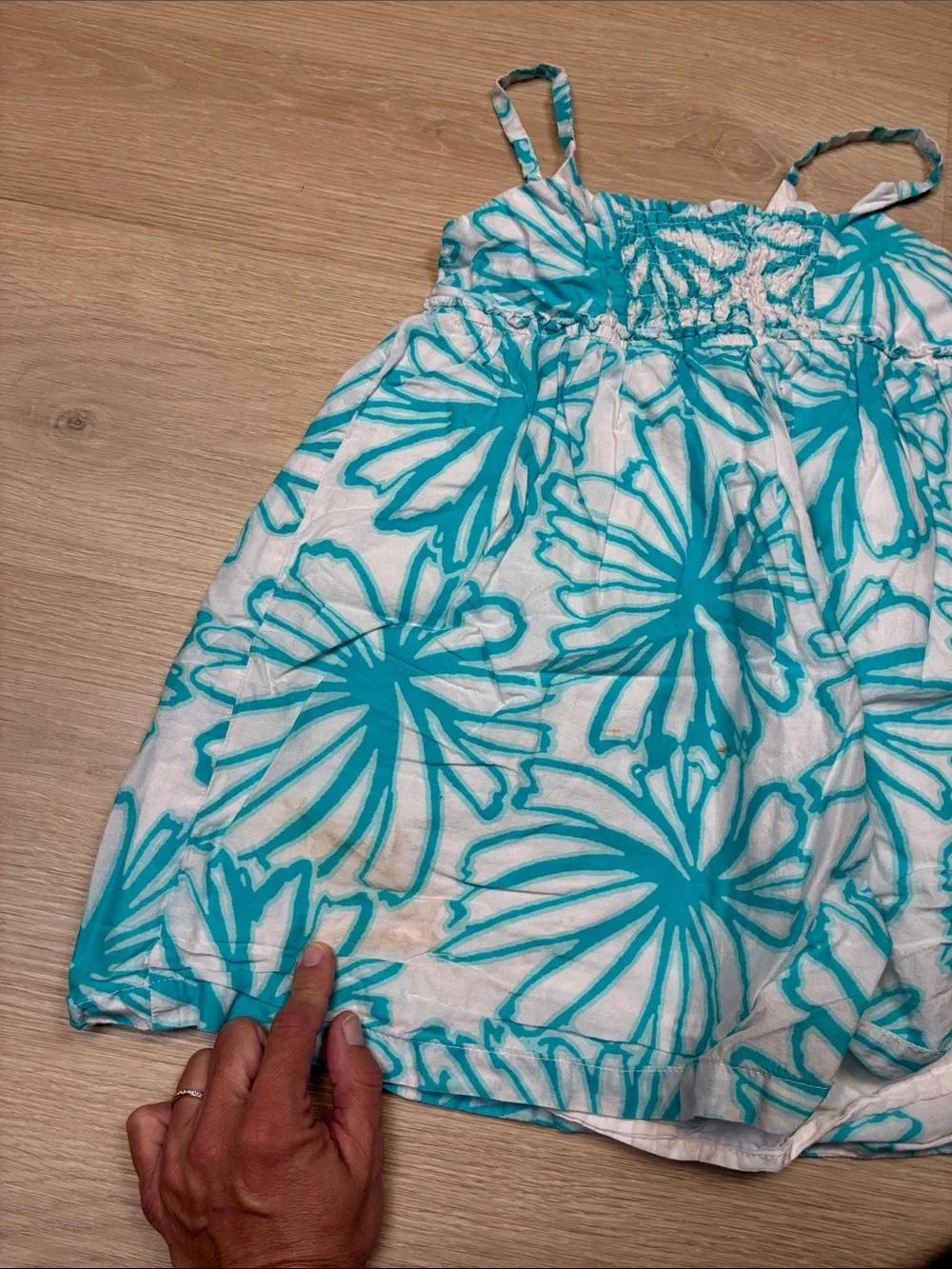 Gymboree White & Teal Floral Summer Dress